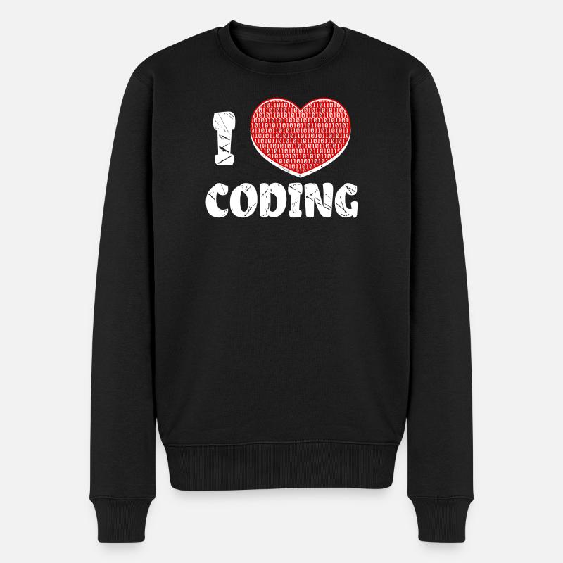 Developer Herz Coden Statement Programmierer - Männer Premium Bio Pullover - Schwarz