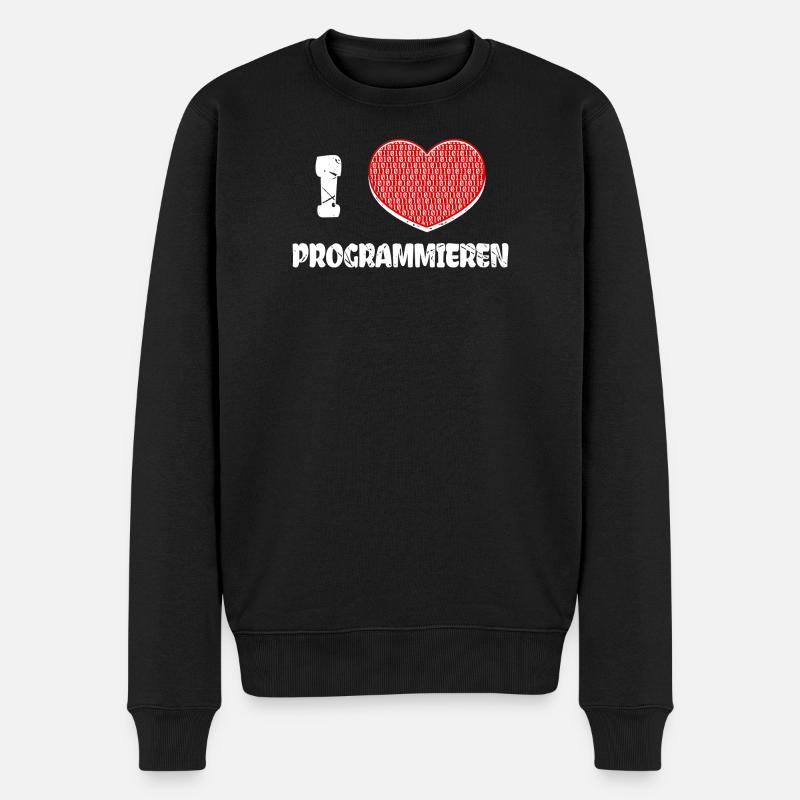 Developer Herz Programmierer Statement Informatik - Männer Premium Bio Pullover - Schwarz