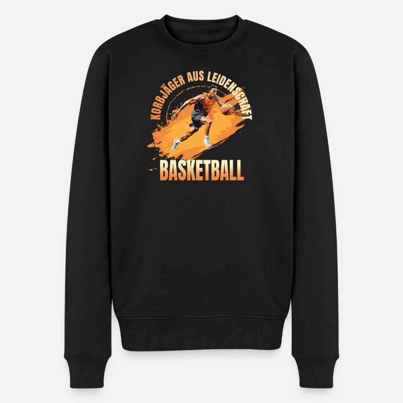 Basketball: Korbjäger aus Leidenschaft - Männer Premium Bio Pullover - Schwarz