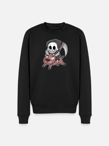 Grim Reaper Cow Motif - Men's Premium Organic Jumper - black