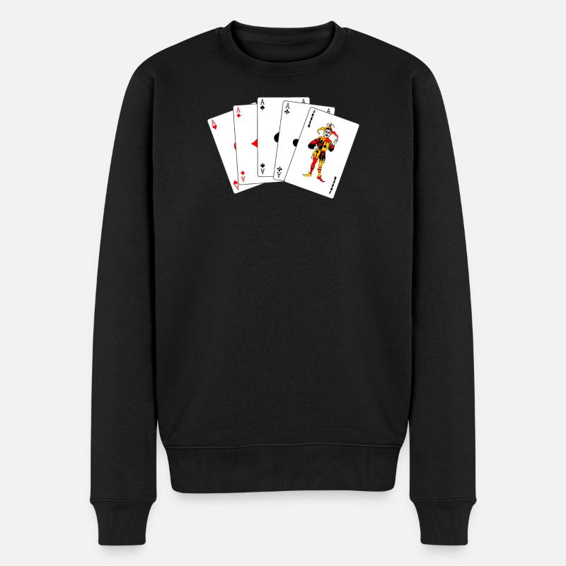 Fünf Karten Fünf gleiche Karten - Männer Premium Bio Pullover - Schwarz