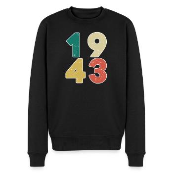 1943 - Jahrgang 1943 - Baujahr 1943 - Männer Premium Bio Pullover - Schwarz - Vorne - Nico (187cm)