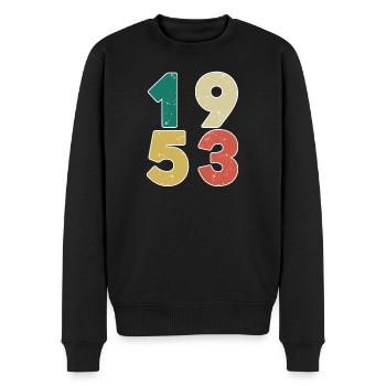 1953 - Jahrgang 1953 - Baujahr 1953 - Männer Premium Bio Pullover - Schwarz - Vorne - Nico (187cm)