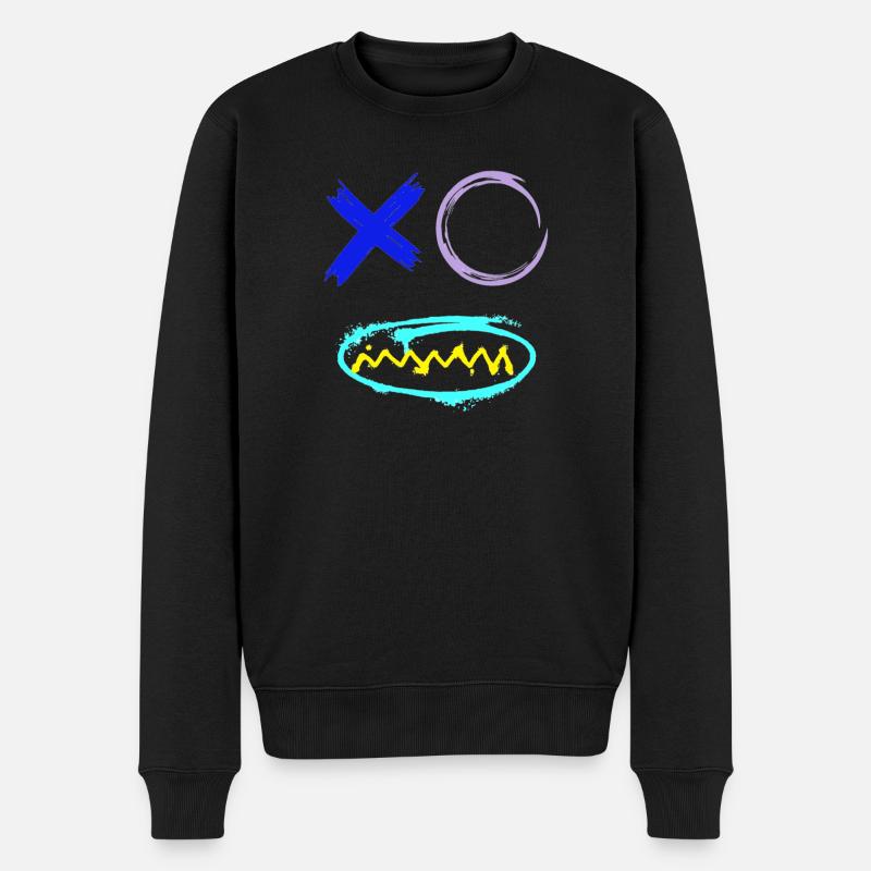 Gesicht Graffiti Zähne - Männer Premium Bio Pullover - Schwarz