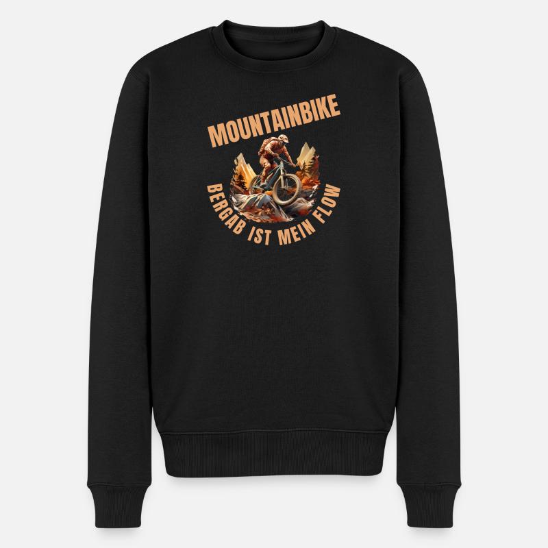 MTB: Bergab ist mein Flow - Männer Premium Bio Pullover - Schwarz