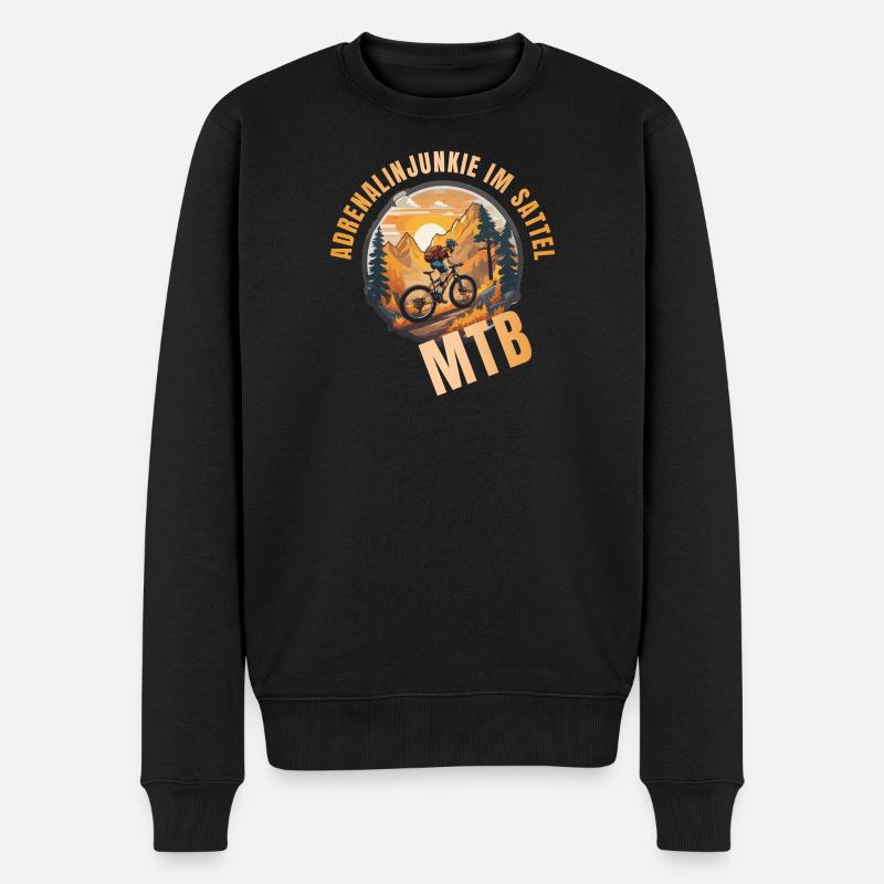 Adrenalinjunkie im Sattel - Männer Premium Bio Pullover - Schwarz