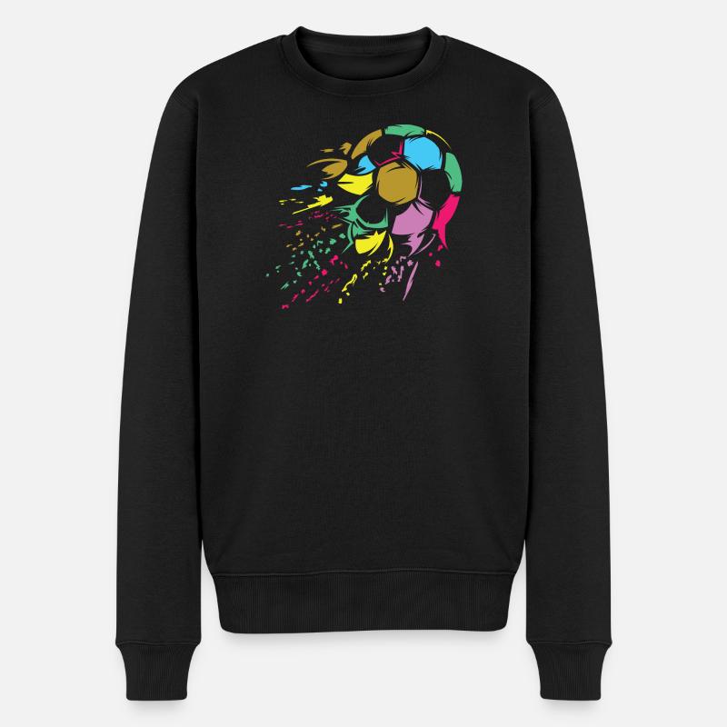 Fußball bunte Farben retro Ball Explosion Symbol - Männer Premium Bio Pullover - Schwarz