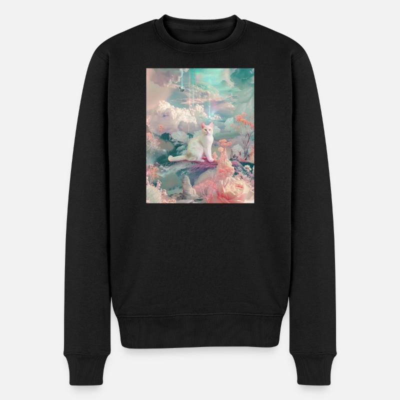 Chat pastel dans Dreamscape - Pull Premium bio Homme - noir