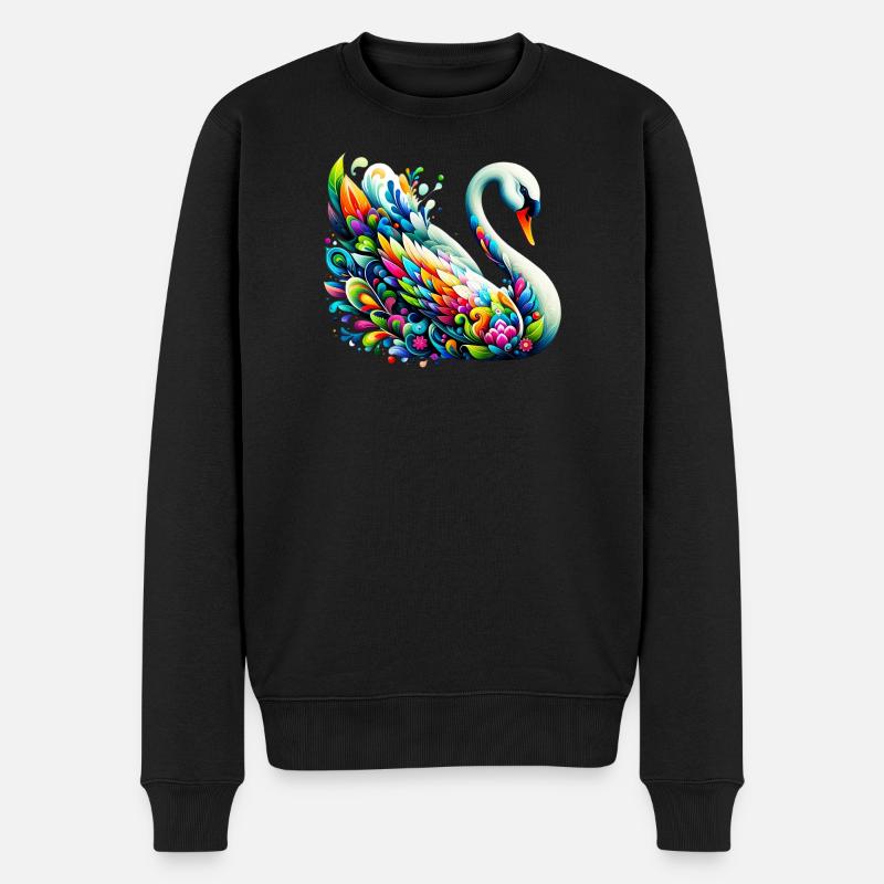 Schwan - Männer Premium Bio Pullover - Schwarz