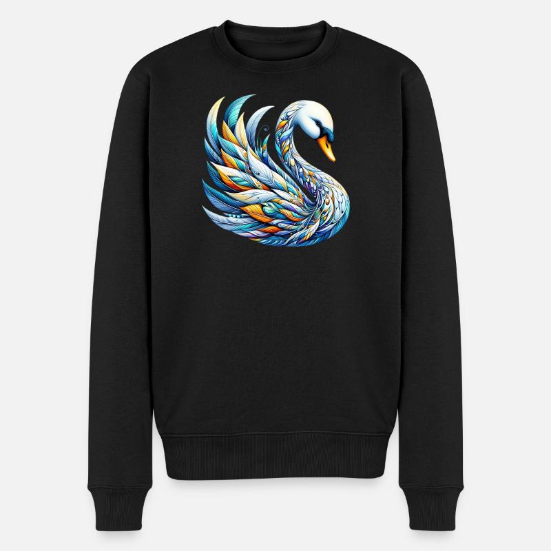 Schwan - Männer Premium Bio Pullover - Schwarz
