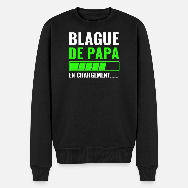 Papas Witz wird geladen - Männer Premium Bio Pullover - Schwarz