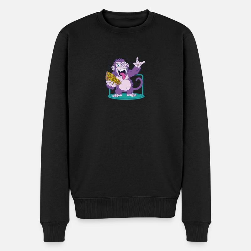 Pizza: Monkey makes it better! - Men's Premium Organic Jumper - black