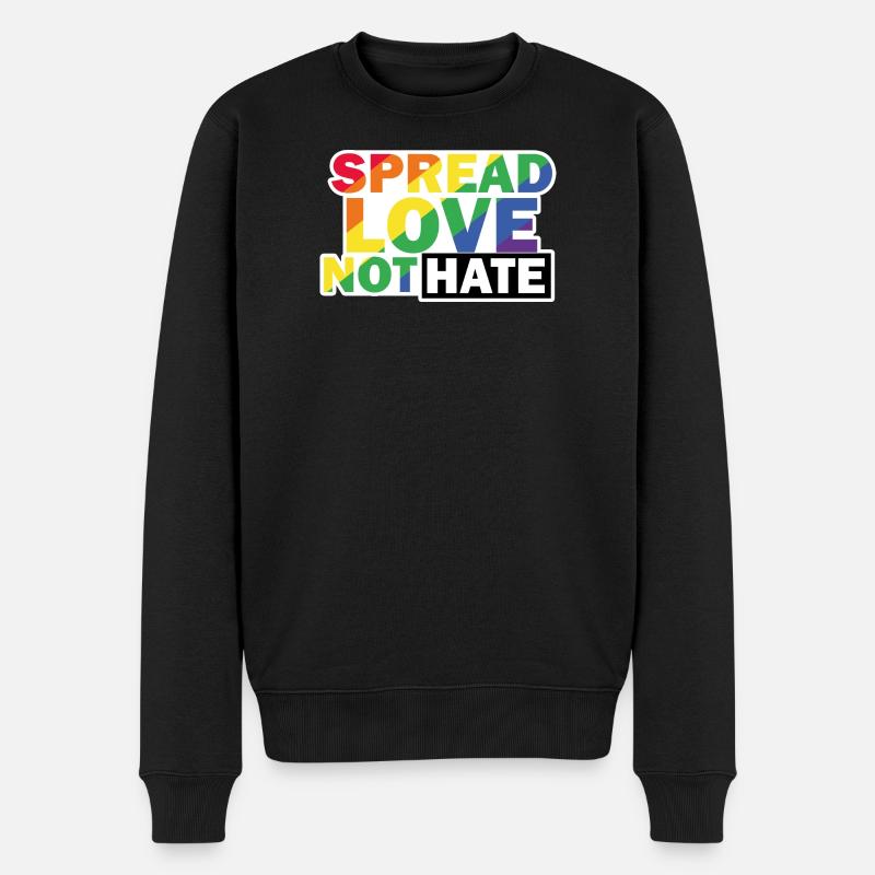 Love not Hate LGBTQ - Männer Premium Bio Pullover - Schwarz