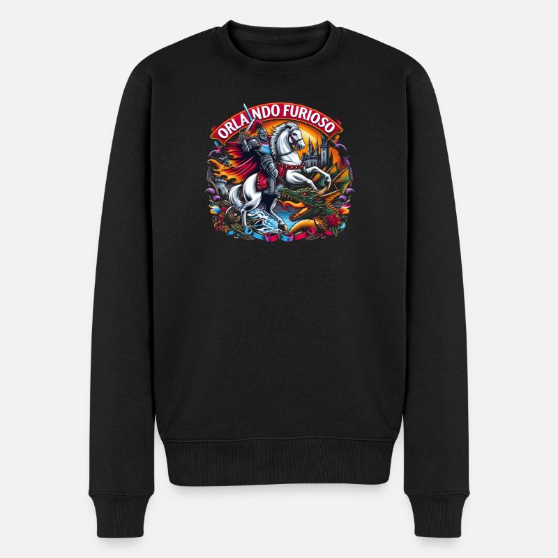 Ritter Orlando Furioso - Männer Premium Bio Pullover - Schwarz