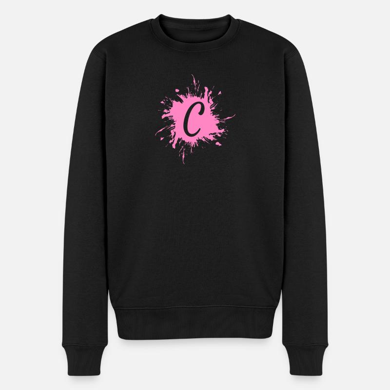 Buchstabe C - Anfangsbuchstabe C - Männer Premium Bio Pullover - Schwarz