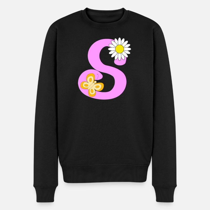 S Buchstabe - Männer Premium Bio Pullover - Schwarz