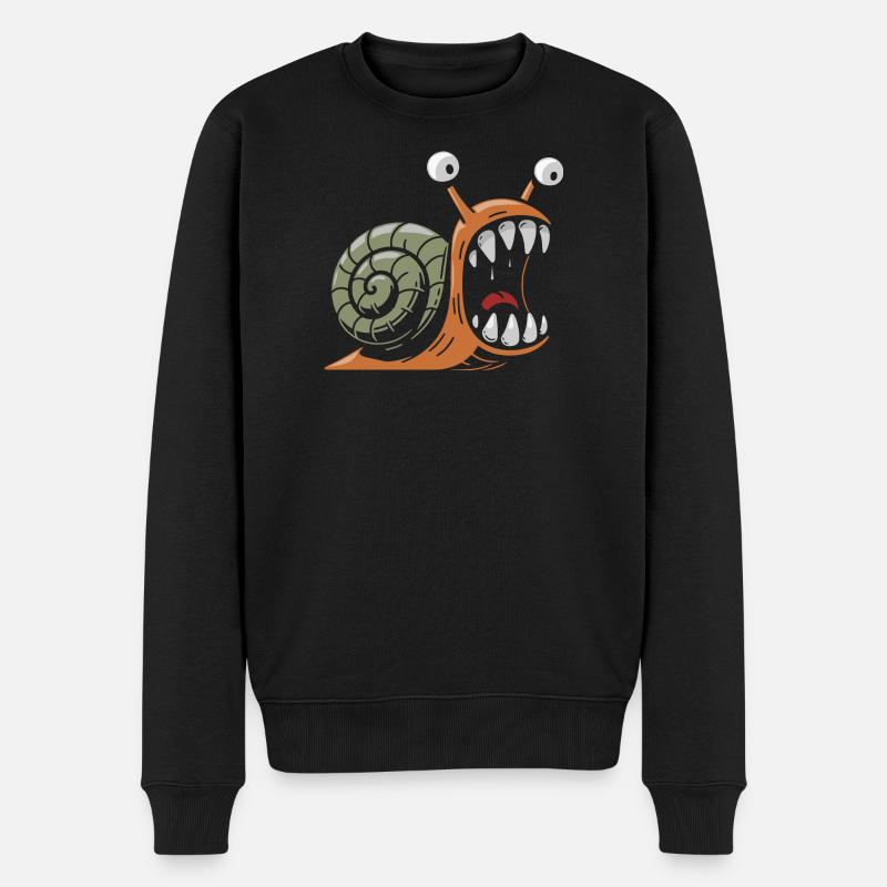 Schnecke mit großen Zähnen - Männer Premium Bio Pullover - Schwarz