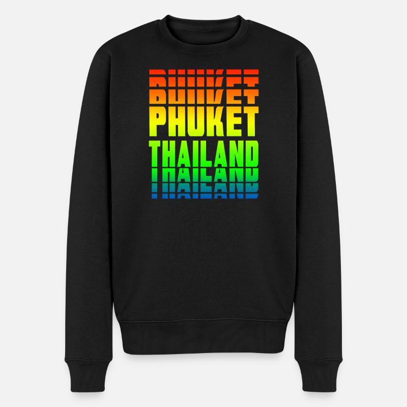 Phuket Thailand Regenbogen Design - Männer Premium Bio Pullover - Schwarz