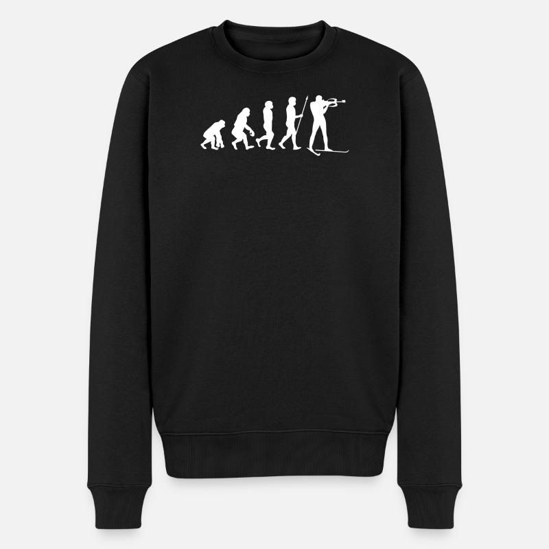 Schifahren Evolution Wintersport Schifahrer Schnee - Männer Premium Bio Pullover - Schwarz