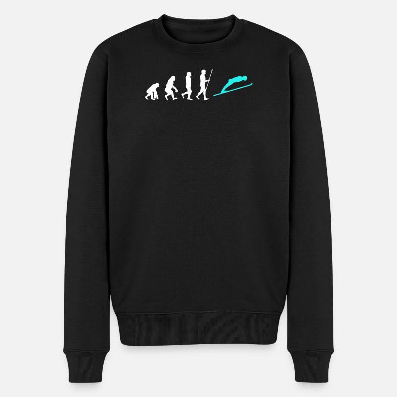 Schifahren Wintersport Evolution Skifahrer Winter - Männer Premium Bio Pullover - Schwarz