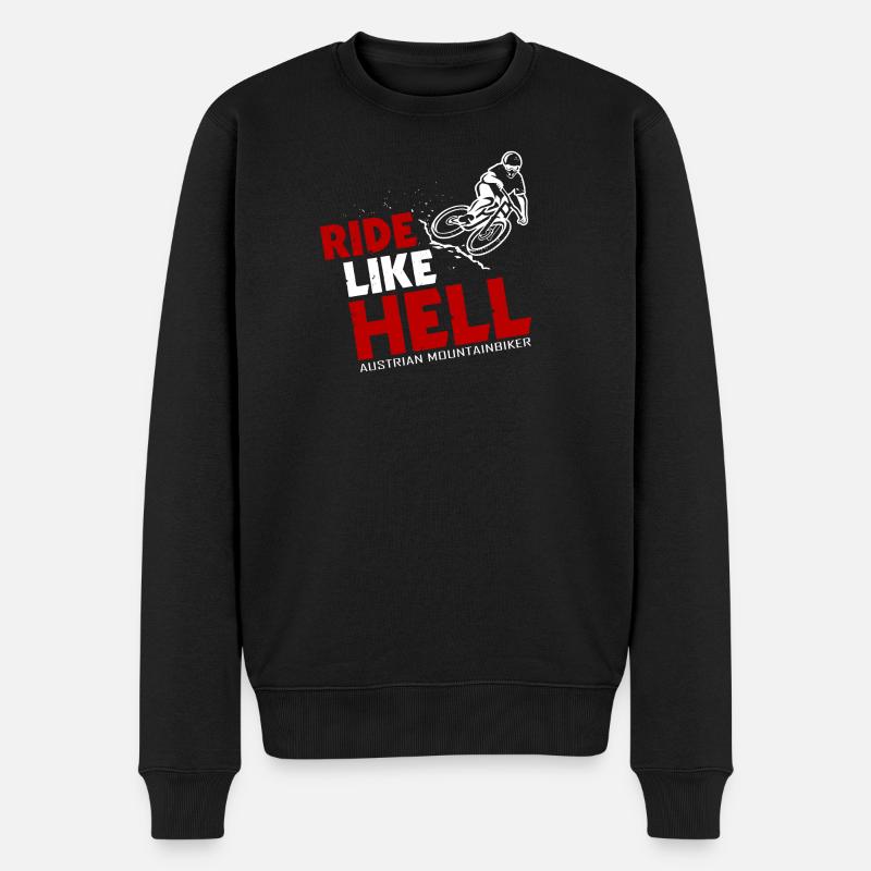 Mountainbike Downhill Spruch Ride Like Hell - Männer Premium Bio Pullover - Schwarz