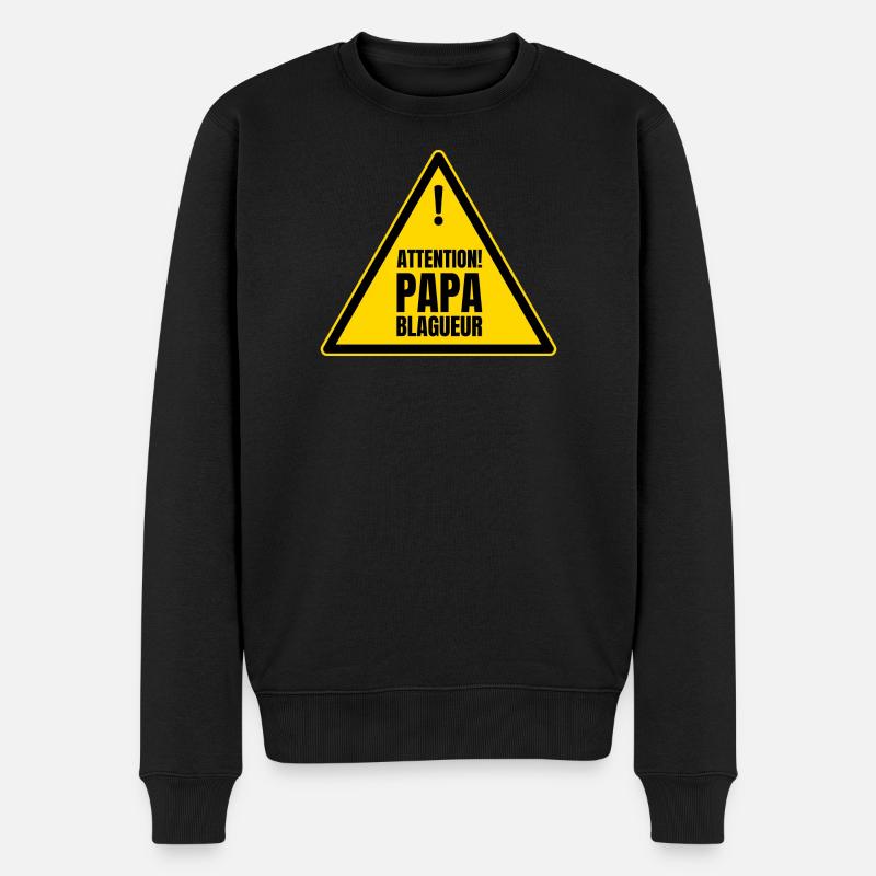 Attention! papa blagueur - Pull Premium bio Homme - noir