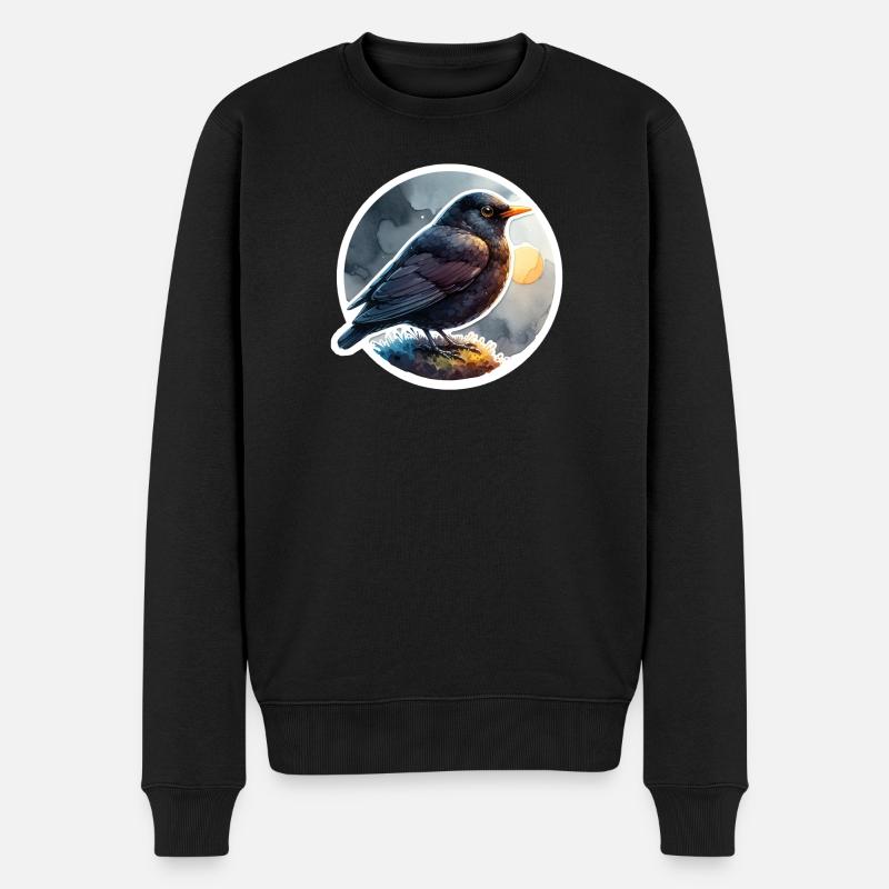 Amsel - Männer Premium Bio Pullover - Schwarz