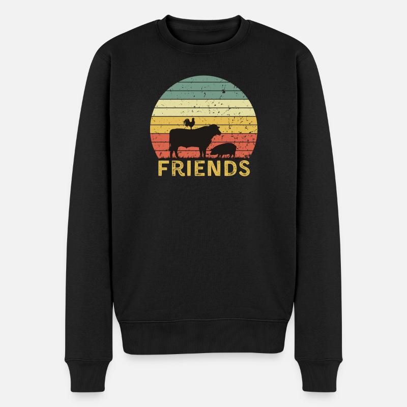Bauernhoftier Freundschaft Design - Männer Premium Bio Pullover - Schwarz