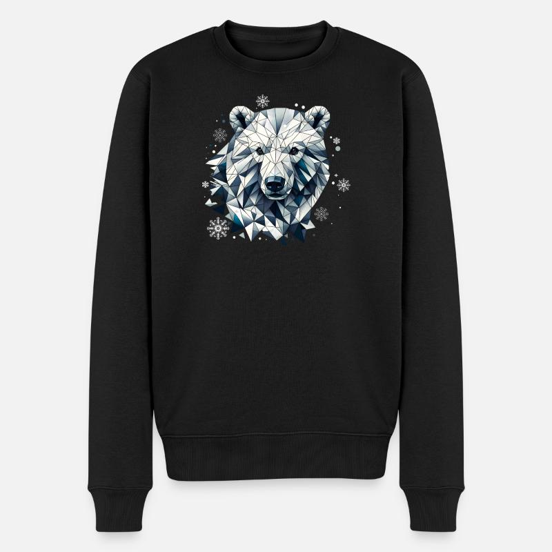 geometrischer Eisbär Kopf- Polygonen Motiv - Männer Premium Bio Pullover - Schwarz