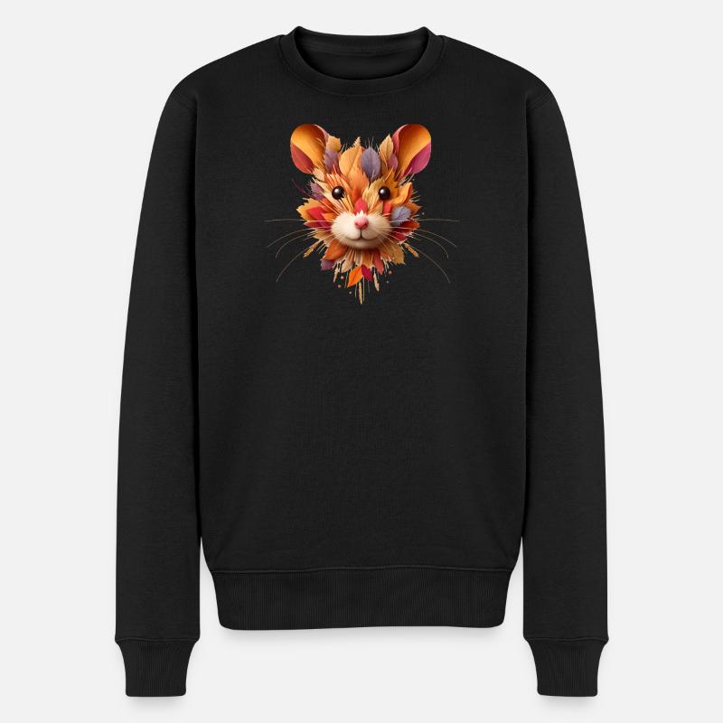 Feldhamster,gestaltet aus verschiedenen Blättern - Männer Premium Bio Pullover - Schwarz