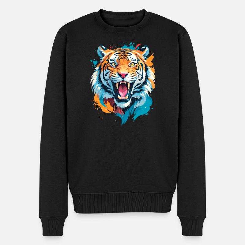 Nepal Tiger - Männer Premium Bio Pullover - Schwarz