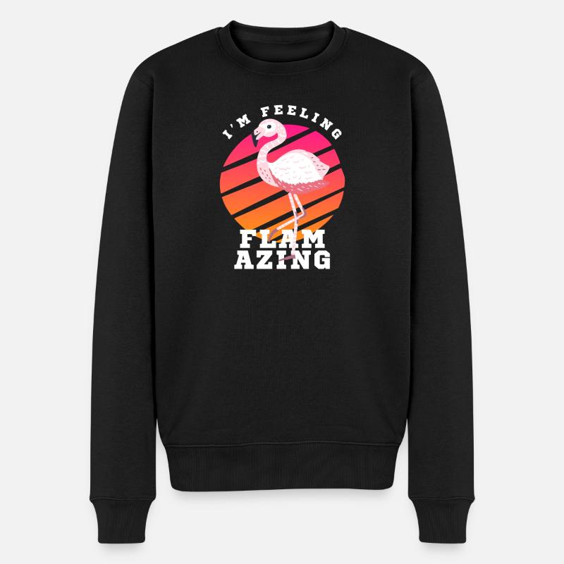 Flamingo Sonnenuntergang Retro Lustiges Zitat - Männer Premium Bio Pullover - Schwarz