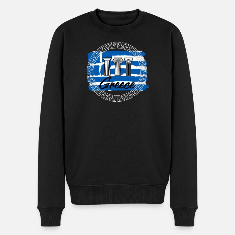 Griechenland - Männer Premium Bio Pullover - Schwarz