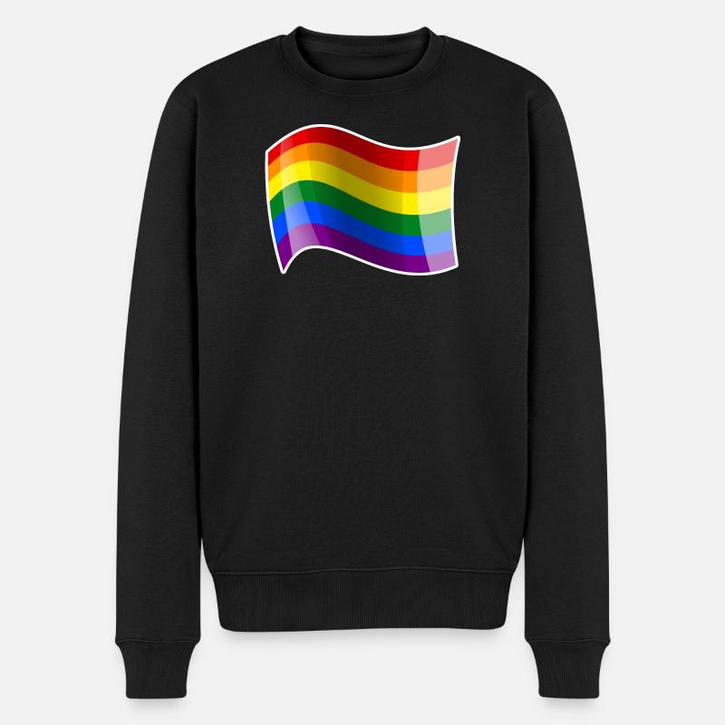 Regenbogenwelle Energieschimmer - Männer Premium Bio Pullover - Schwarz