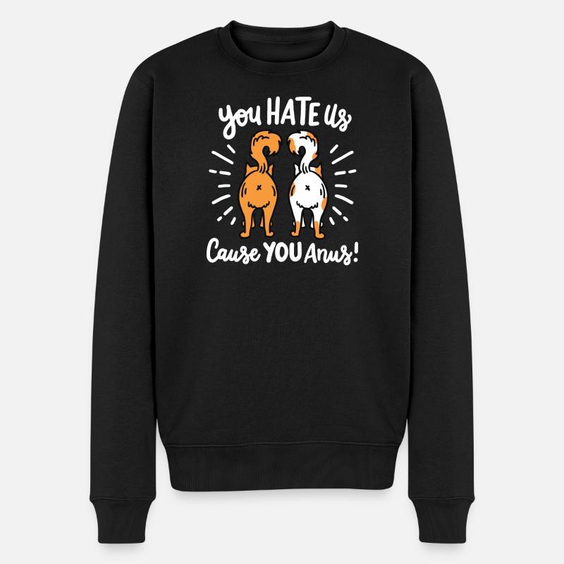 Katze Hintern Humor - Männer Premium Bio Pullover - Schwarz