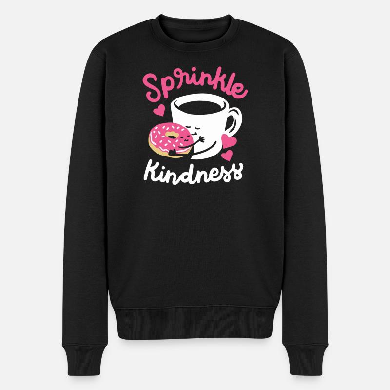 Donut und Kaffee - Männer Premium Bio Pullover - Schwarz