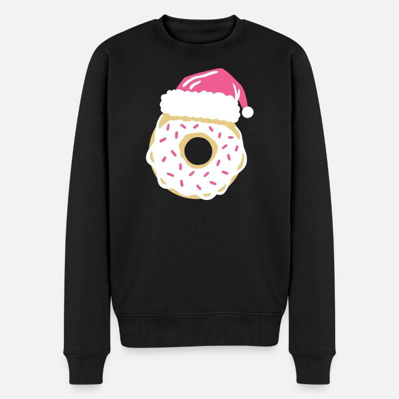 Donut mit Weihnachtsmütze - Männer Premium Bio Pullover - Schwarz