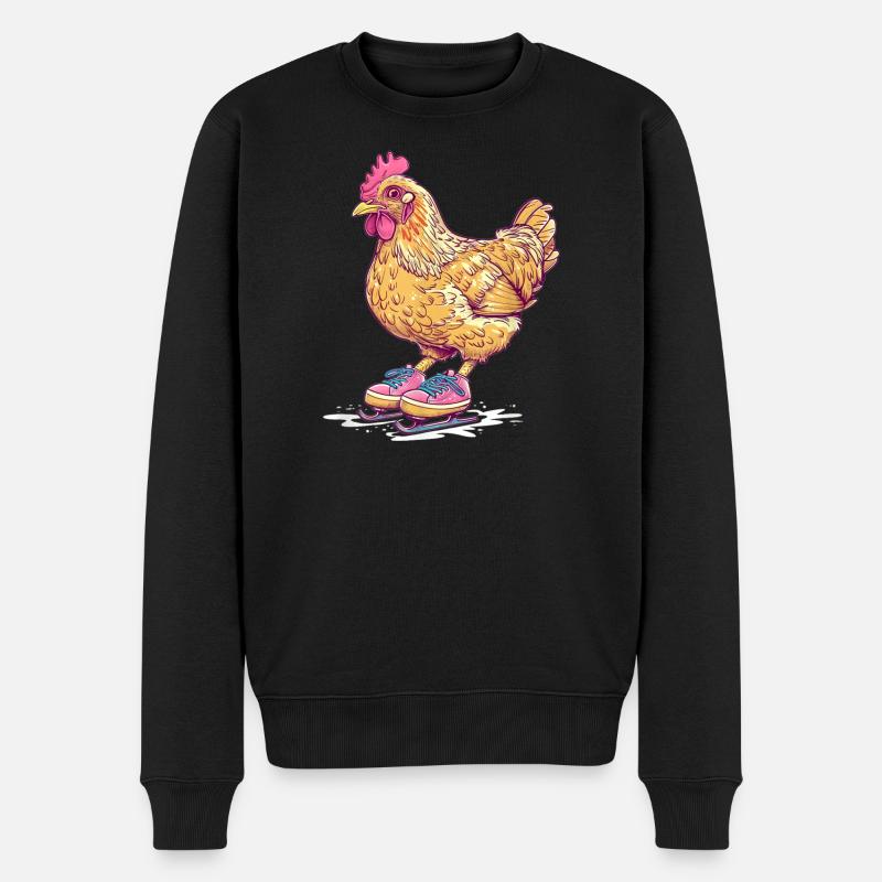 Poulet sur patins dessin animé - Pull Premium bio Homme - noir