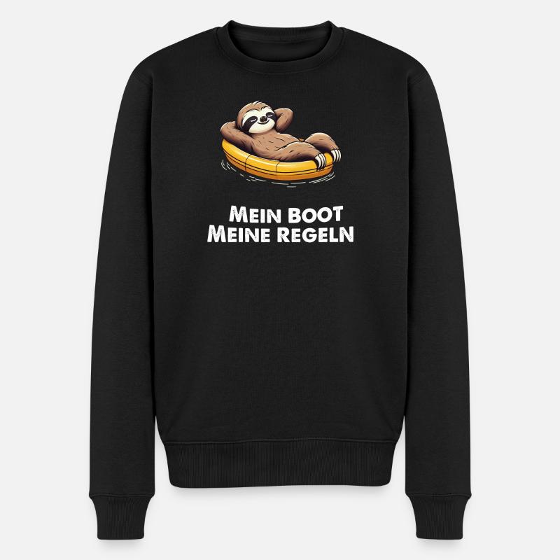 MEIN BOOT - MEINE REGELN Kapitän Faultier - Männer Premium Bio Pullover - Schwarz