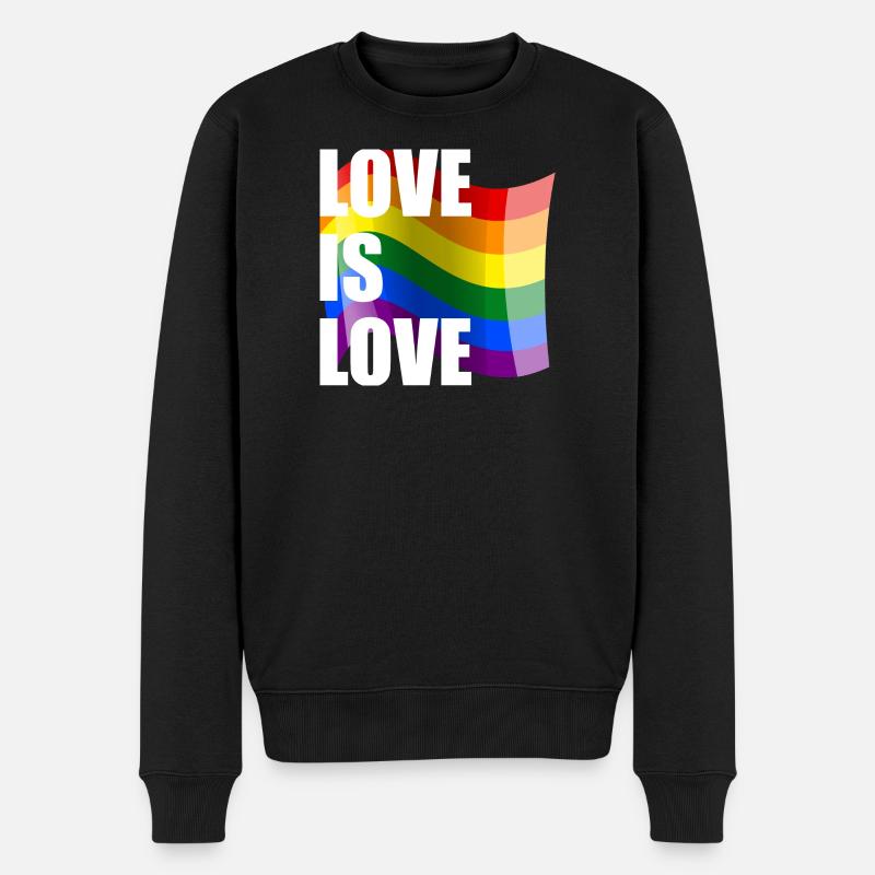 Rainbow Love Wave Design - Men's Premium Organic Jumper - black