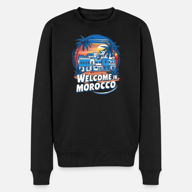 Willkommen im marokkanischen Dorf - Männer Premium Bio Pullover - Schwarz