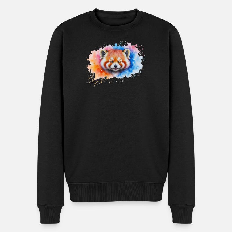 Aquarelle Red Panda Splash - Pull Premium bio Homme - noir