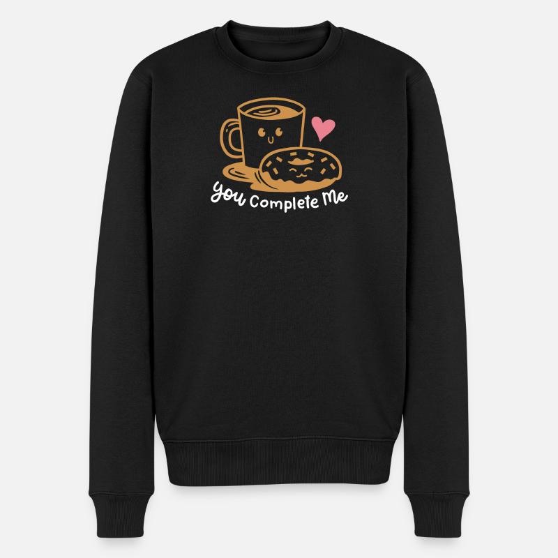 Donut und Kaffee - Männer Premium Bio Pullover - Schwarz