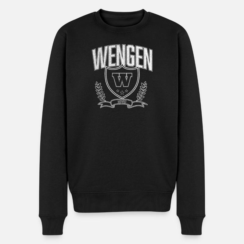 Wengen Alpin Wappen Design - Männer Premium Bio Pullover - Schwarz