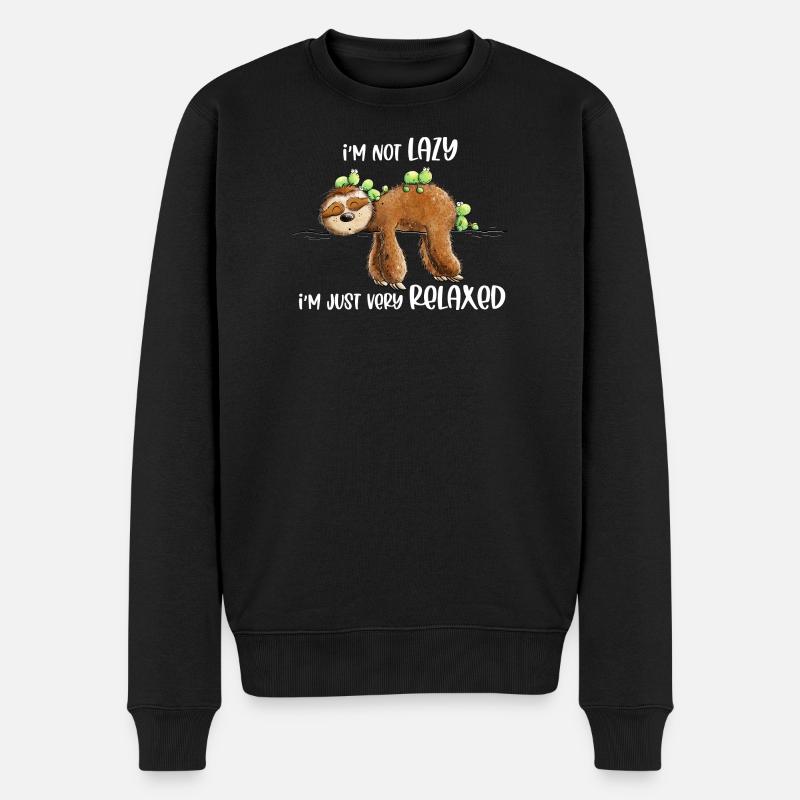 Faultier Spruch Very Relaxed - Männer Premium Bio Pullover - Schwarz