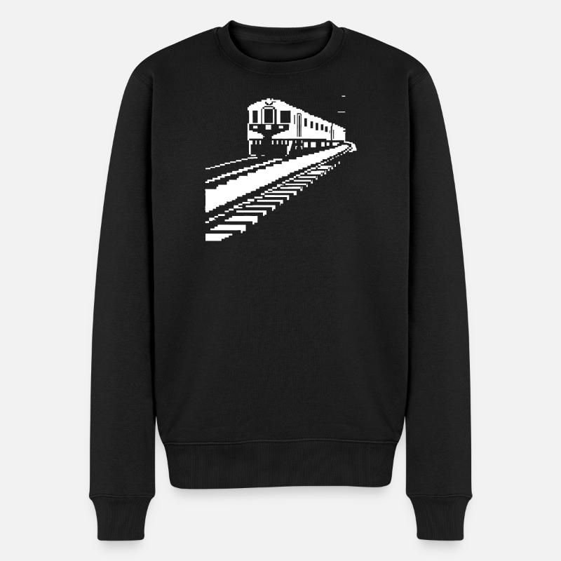 Eisenbahn Pixelkunst - Männer Premium Bio Pullover - Schwarz