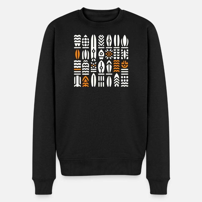 Motifs de Surfs et Vagues Abstraits - Pull Premium bio Homme - noir