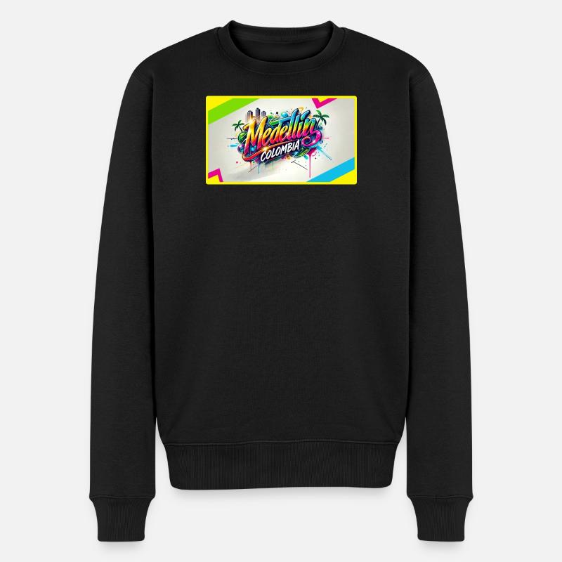 Medellin Kolumbien Graffiti Design - Männer Premium Bio Pullover - Schwarz
