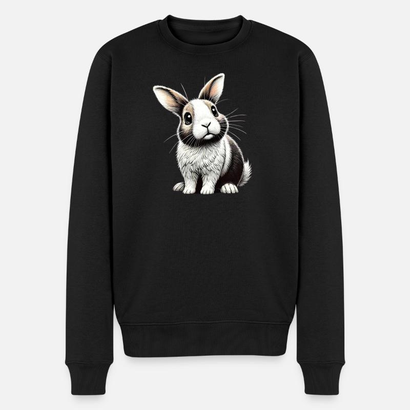 Entzückende Hasenillustration - Männer Premium Bio Pullover - Schwarz