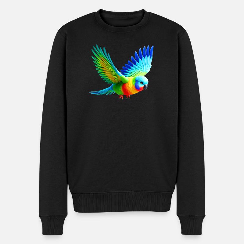 Perruche arc-en-ciel (03) - Pull Premium bio Homme - noir